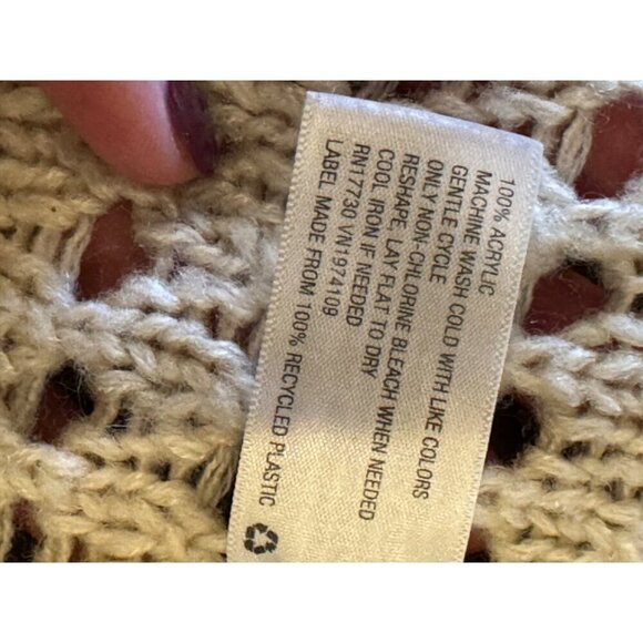 Knox Rose Sweater Women Small Ivory Open Front Open Knit Asymmetric Hem Cardigan - Picture 8 of 9